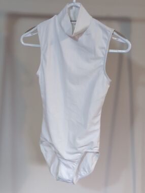 balera White Mock Neck Sleeveless Dance Leotard